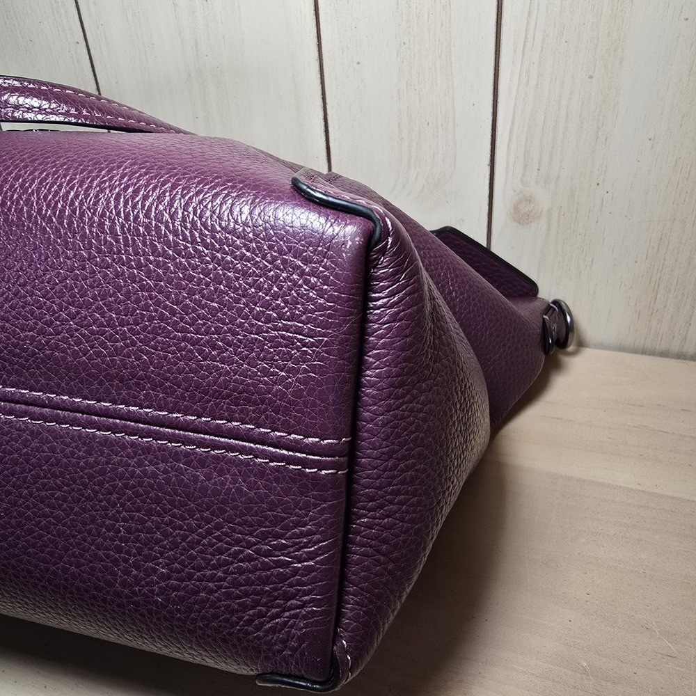 Classic Coach Kacey Satchel in Refined Pebbled Leather Gunmetal Hardware Purple - Picture 7 of 9